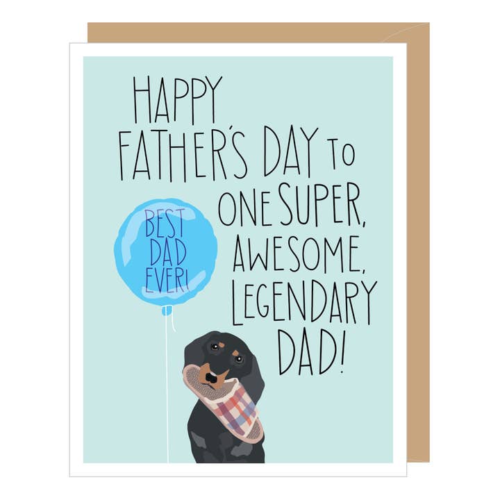 Dachshund Legendary Dad Father's Day Card for wholesale by Apartment 2 Cards