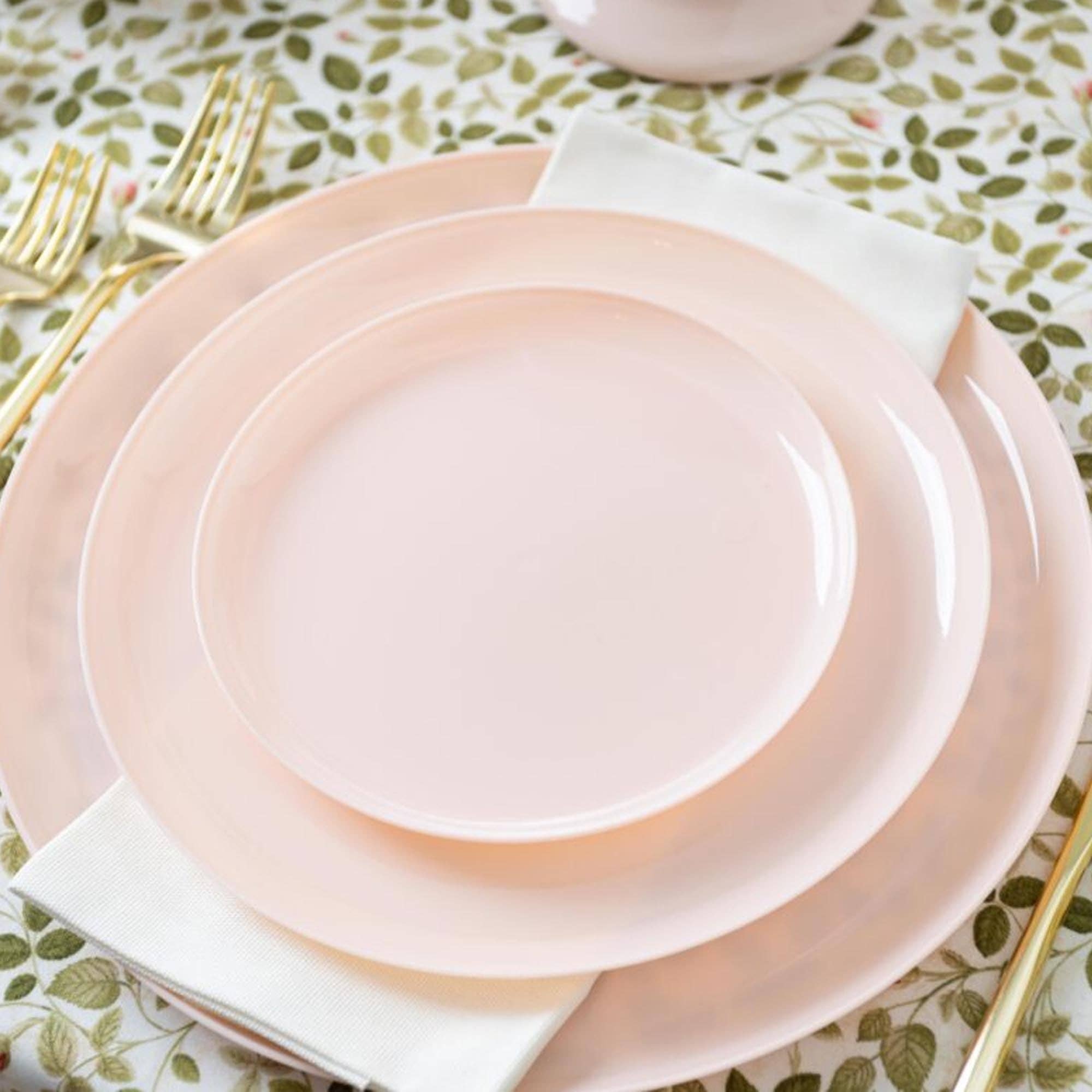 EcoQuality - Wholesale Disposable Plate - Tableware Disposable Pink Plastic Plates Dinner Party Edge8