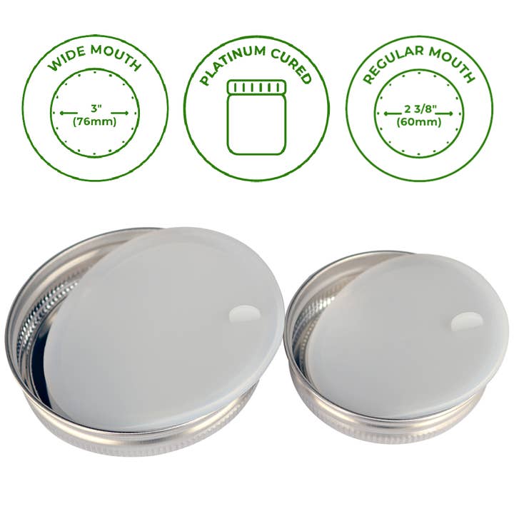 Mason Jar Lifestyle - Wholesale Food Storage Container - Platinum Cured, Leak Proof Silicone Sealing Lid Liners