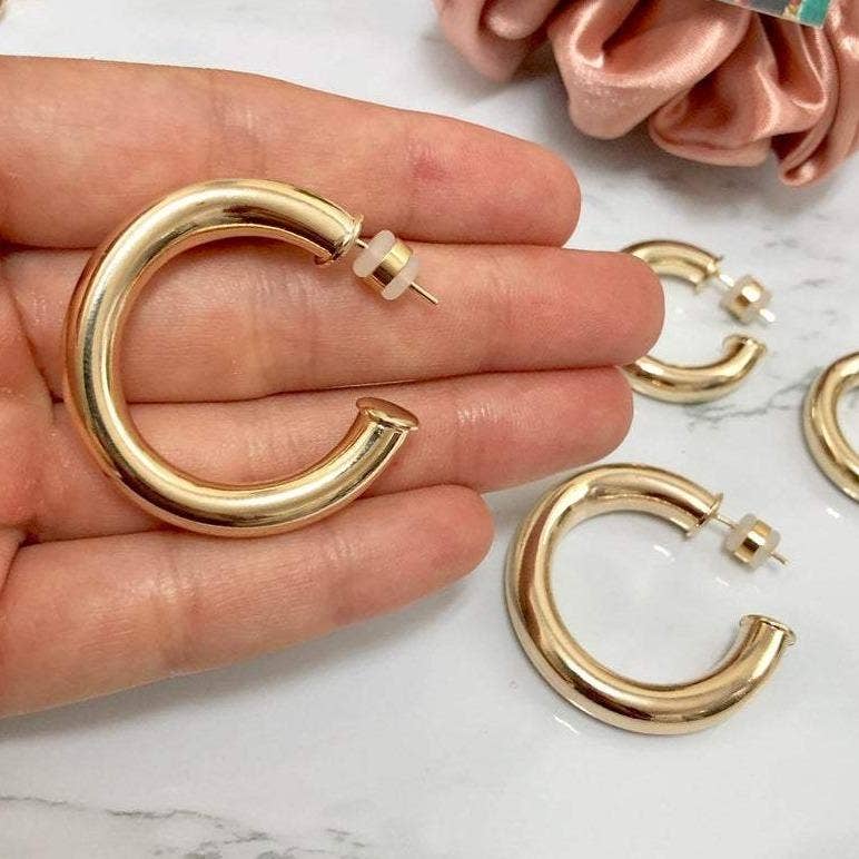 The Views & Co - Wholesale Hoop Earrings - Small All Day Open Gold Hoops1
