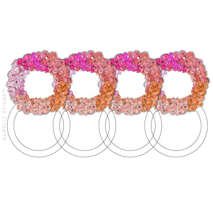 OMBRE GOURD WREATH ACRYLIC NAPKIN RINGS for wholesale by XO ACRYLICS | ACRYLIC STICKS