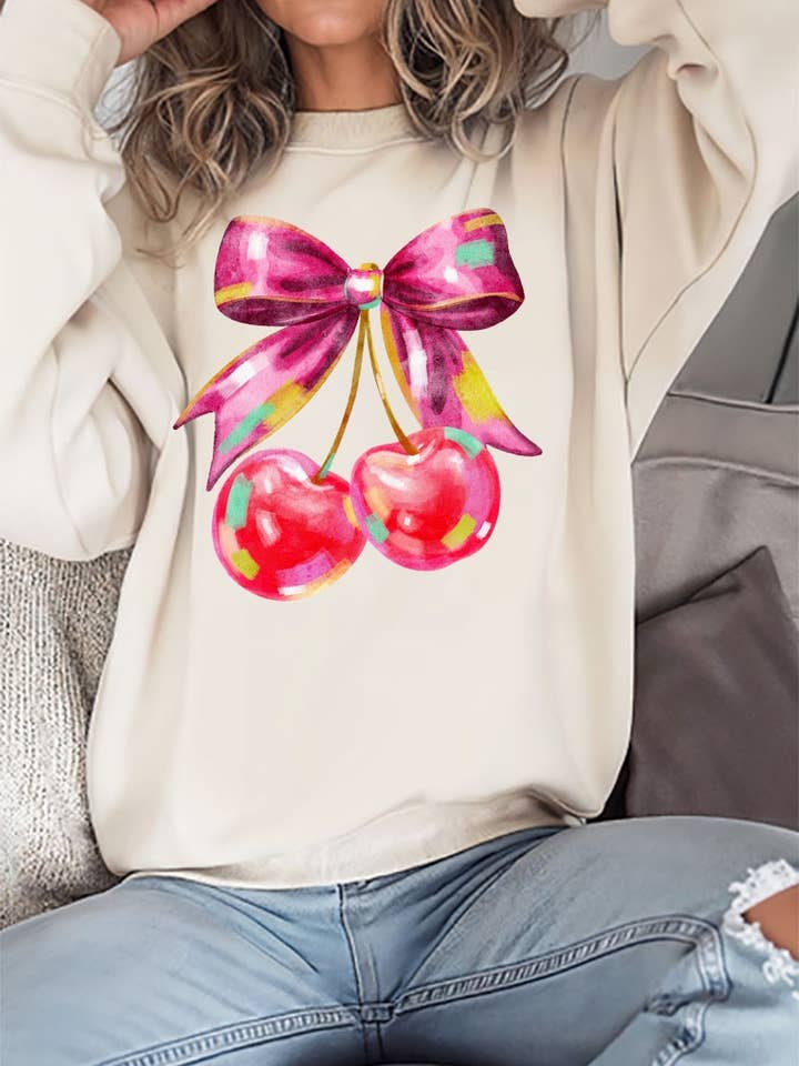 Cherry Graphic Sweatshirts. for wholesale by DG WORLD