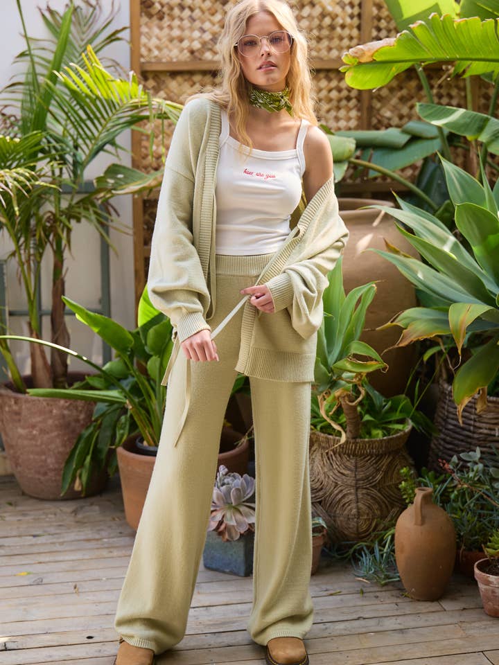 Tie Knit Cardigan and Pants Matching Set for wholesale by Mimosa