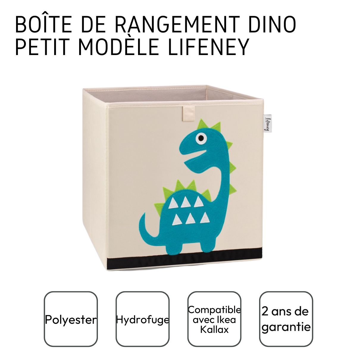 Zenker - Wholesale Opbergbak - Kinderen en baby - Opbergdoos van stof voor kinderen "dinosaurus diplodocus", compatibel met Ikea Kallax Lifeney3
