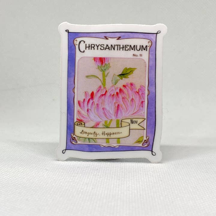NOV Birth Flower Whimsical Vinyl Sticker Eco Dishwasher-Safe for wholesale by Cricket Radio Seed Co
