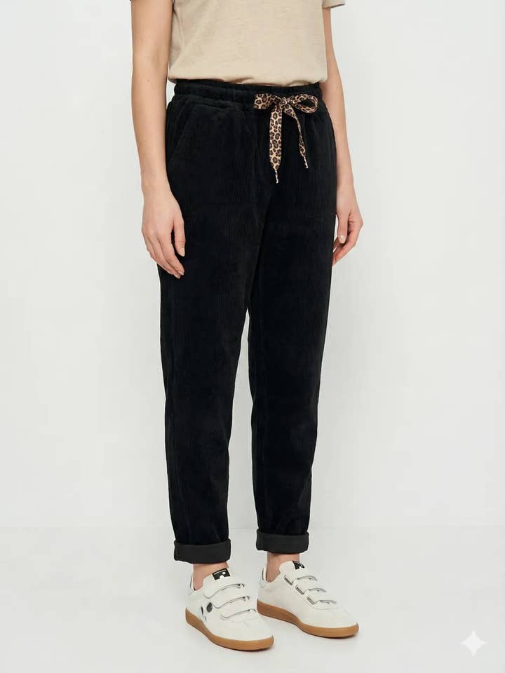 Mimi & Gogo - Vente Pantalon d'intérieur/de jogging – femme - Jogging en velours avec nœud à léopard @43710_JoNoeudLeo9