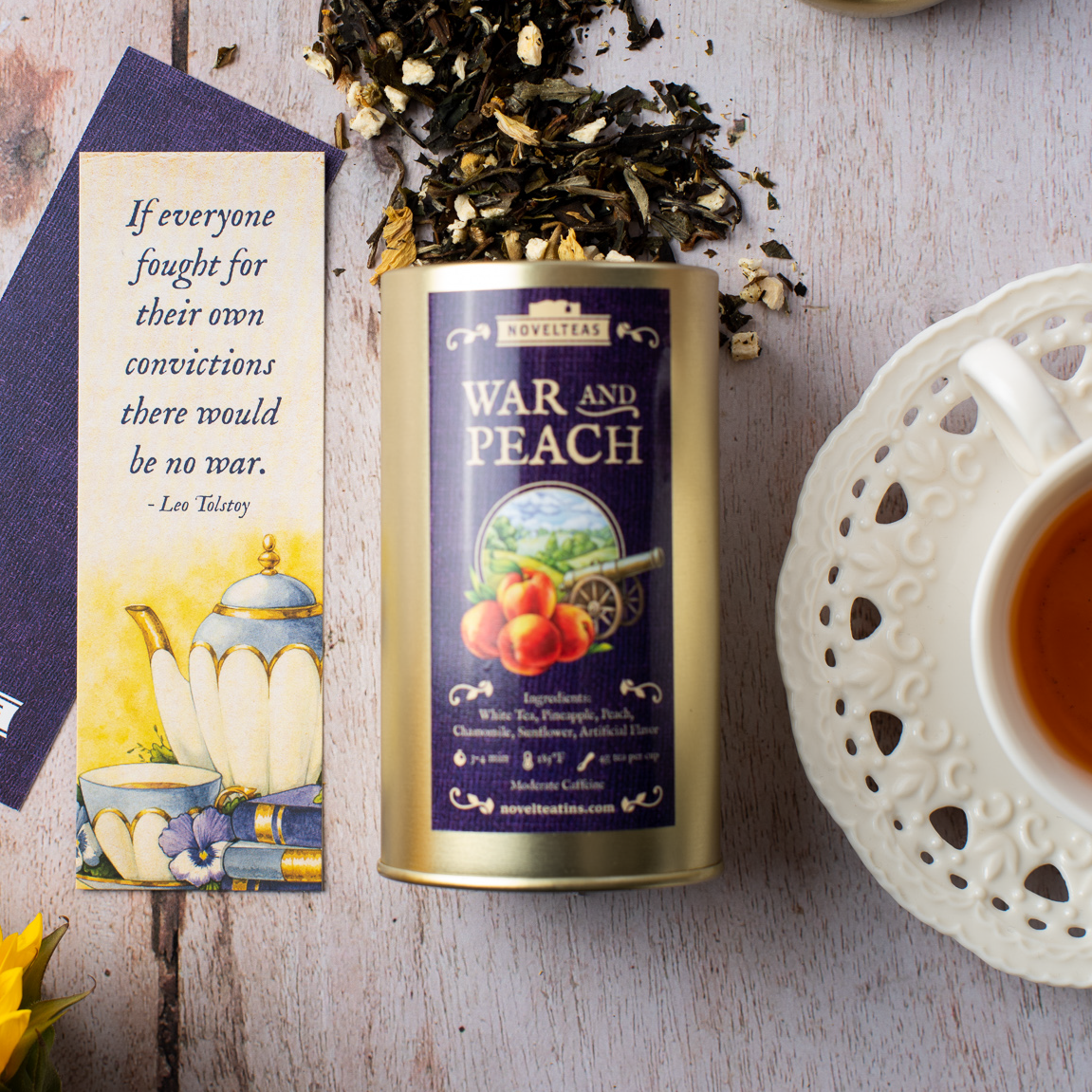 Novelteas LLC - Wholesale Loose Tea - War and Peach - Leo Tolstoy Loose Tea Tin for Book Lovers4