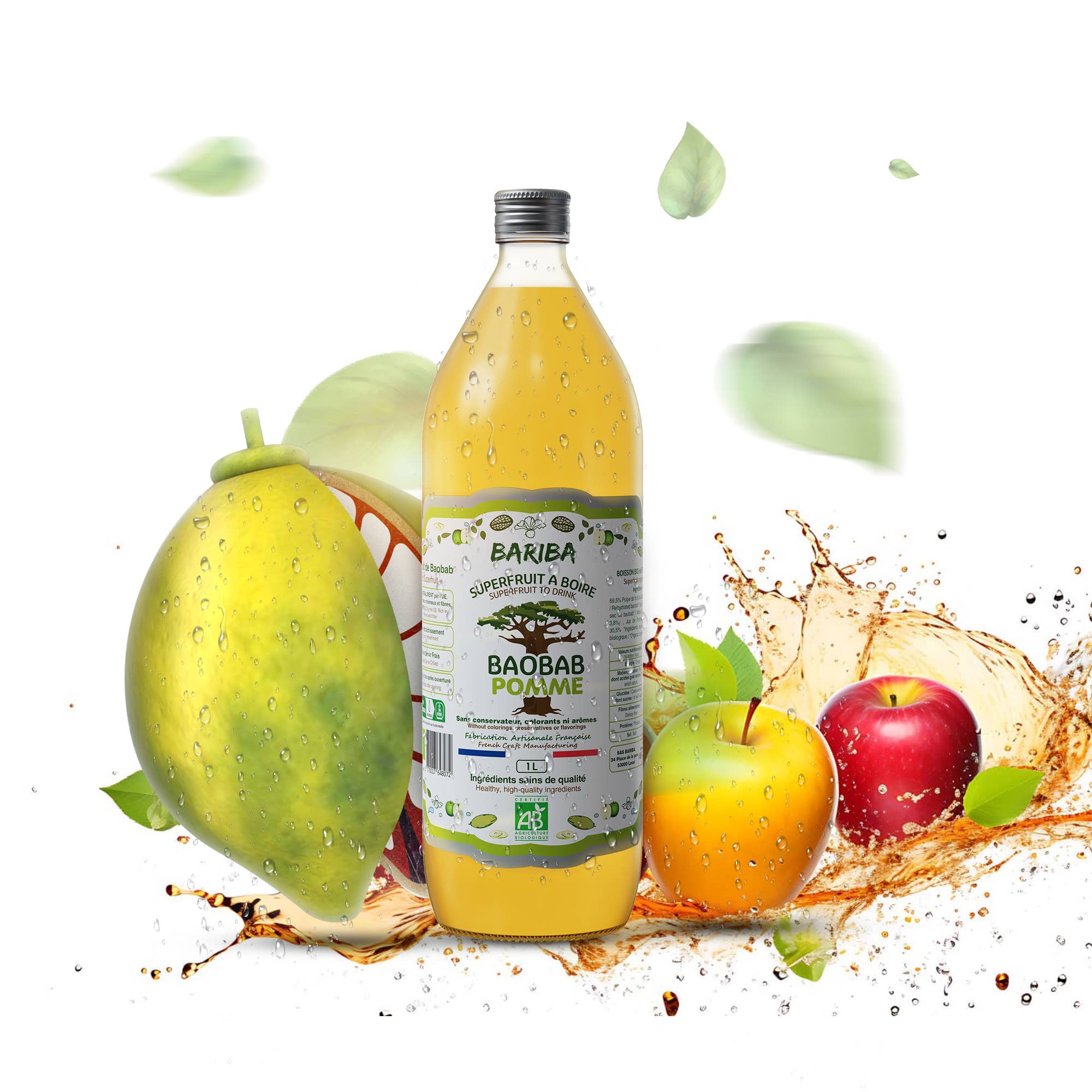 BARIBA - BOISSONS & COMPLEMENTS ALIMENTAIRES BIO - Wholesale Fruit Juice - NATURAL ORGANIC FRUIT JUICE BAOBAB APPLE 1L DEPOSIT