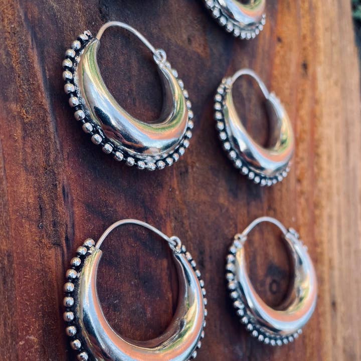 Silver Chunky Hoop Earrings / Ethnic Jewellery for wholesale by Kaali Boutique