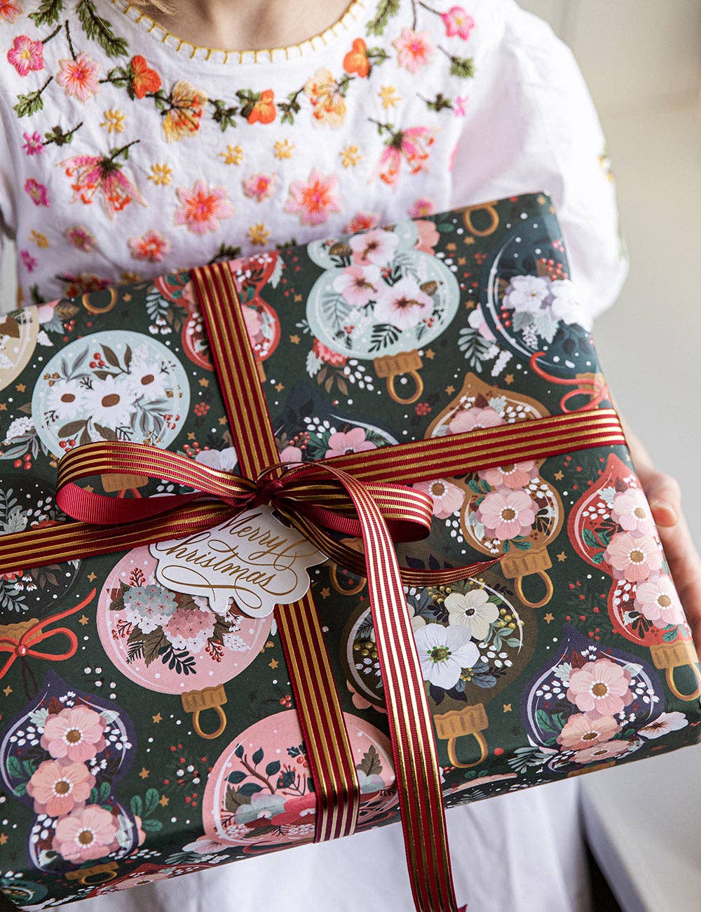 Bespoke Letterpress - Wholesale Flat Wrap - Christmas Ornaments / Floral Fields 6pk Gift Wrap10