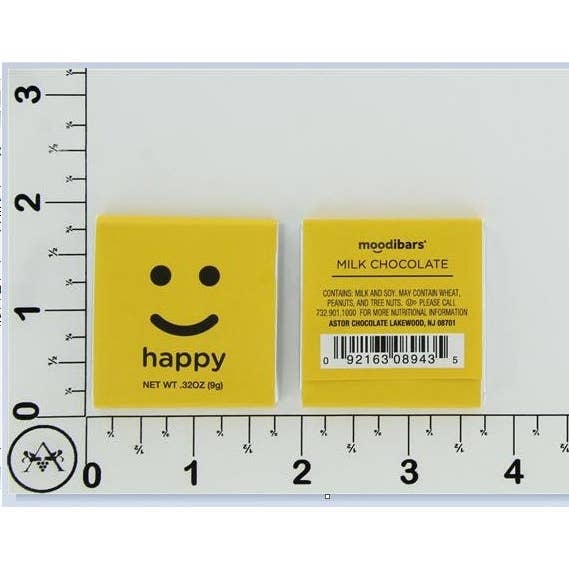 Astor Chocolate Corp. - Wholesale Chocolate Bar - Moodibars HAPPY Deluxe Square 1.75in Milk Chocolate2