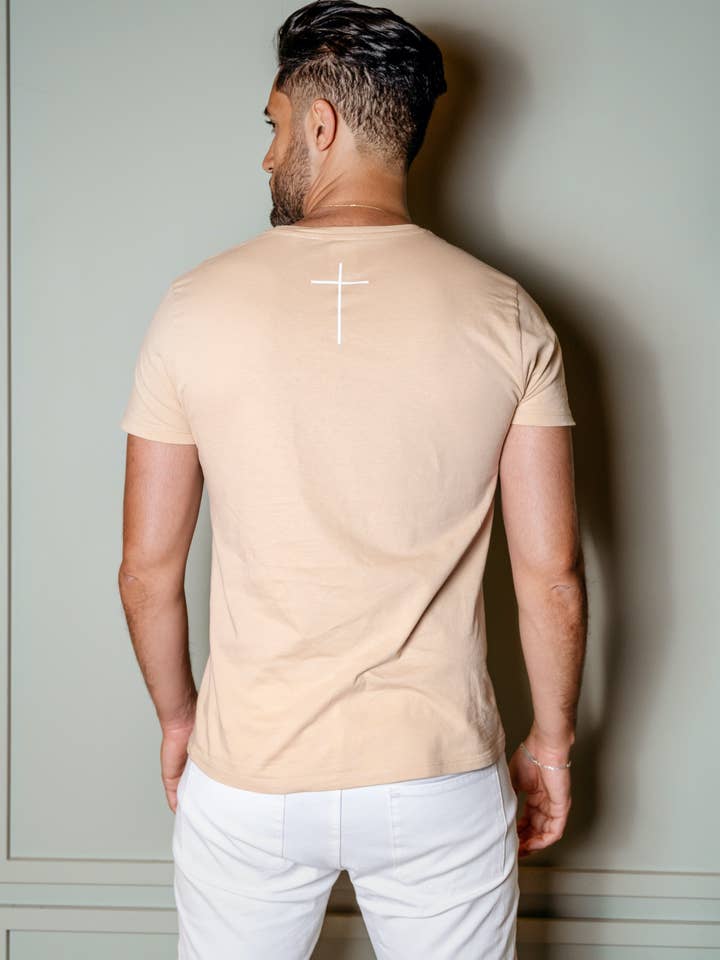 t-shirt voor heren - beige „Petrus” voor wholesale door ANTIOCHIA