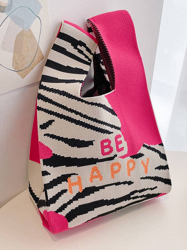 VividLux – wholesale Tote bag – Women's – Letter Print Zebra-Stripe Bags Woven Handbag10