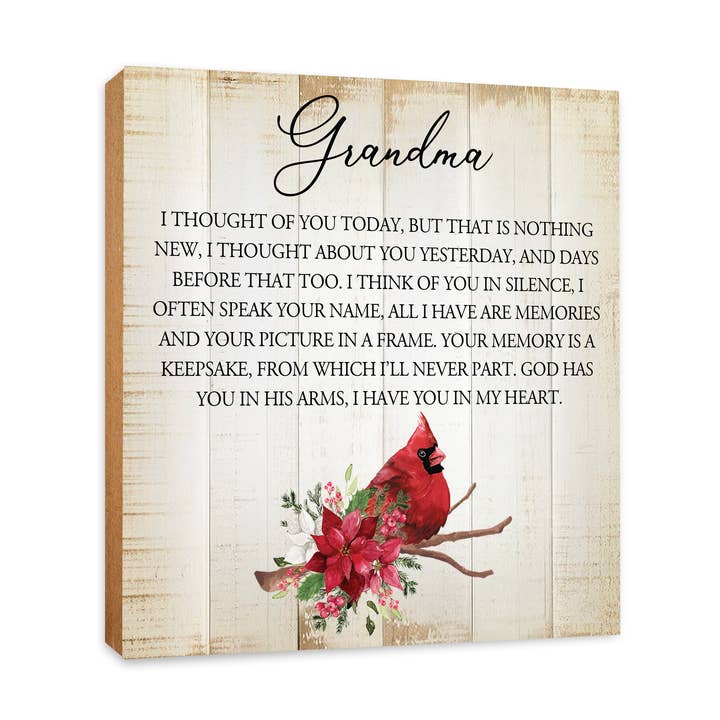 LifeSong Milestones - Wholesale Sign - Cardinal Memorial Bereavement Shelf Sitter: Grandma0