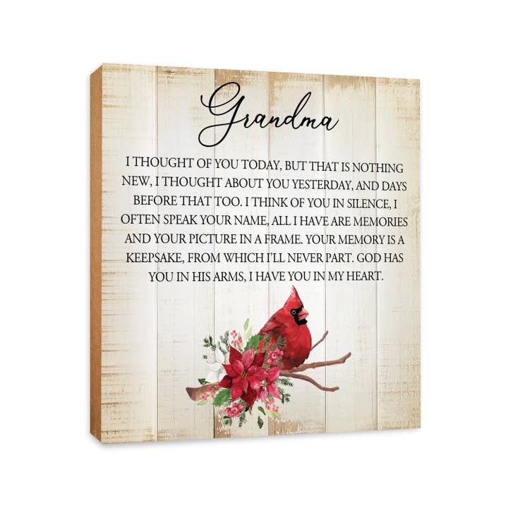 LifeSong Milestones - Wholesale Sign - Cardinal Memorial Bereavement Shelf Sitter: Grandma