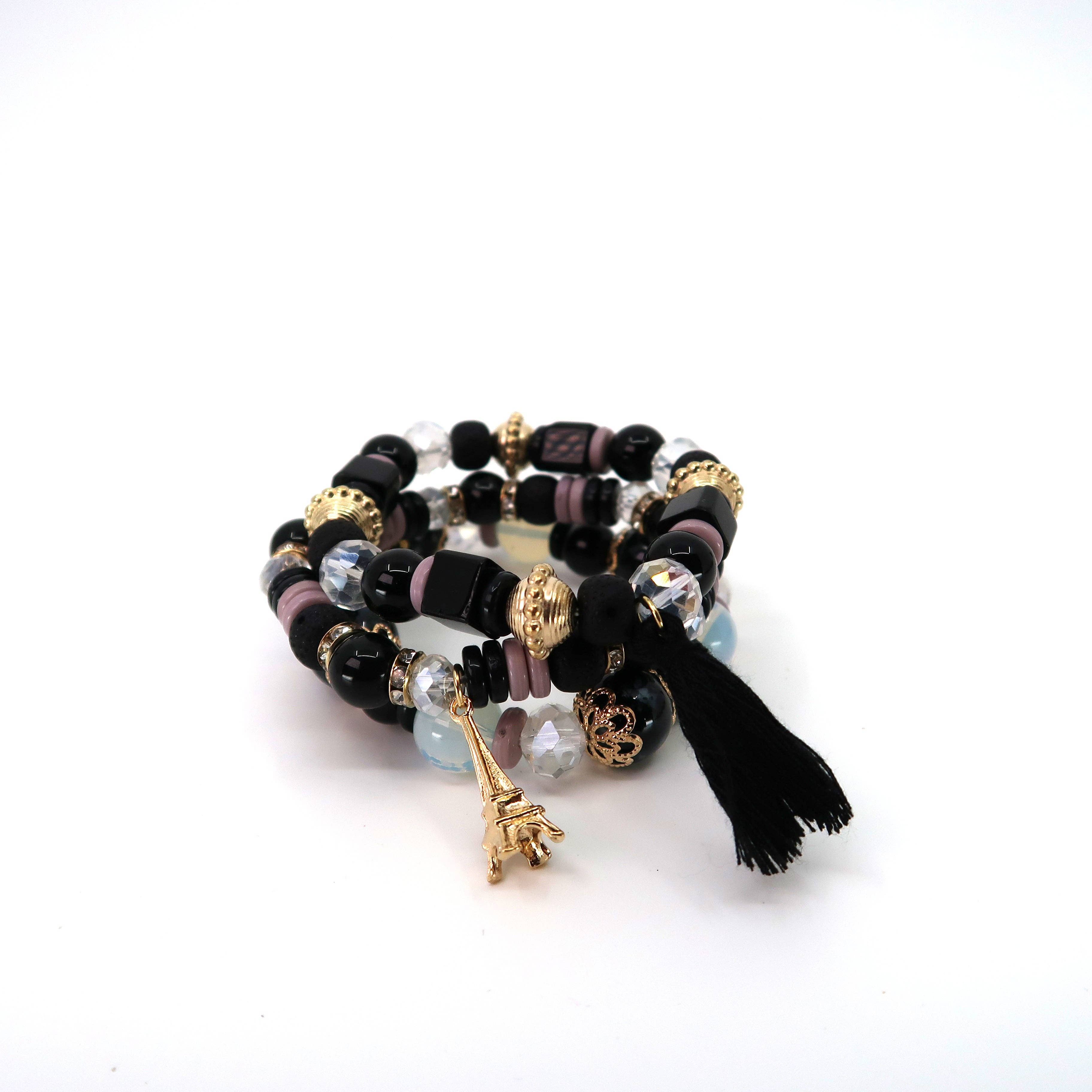 ASSORTED Eiffel Tower Charm Ball Bracelet BR2521-45. (12PC) for wholesale on Faire4