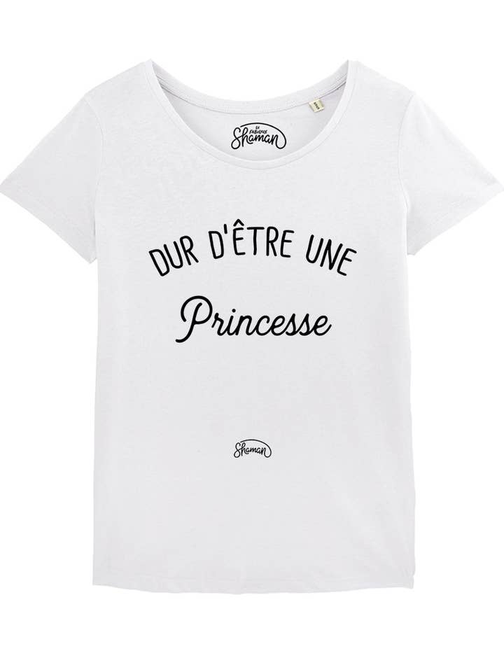 WOMEN'S WHITE T-SHIRT HARD TO BE A PRINCESS for wholesale by Le Roi du T-shirt