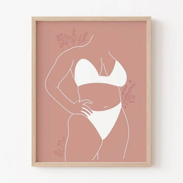 Curvy Body Pose - Line Art Line Print for wholesale by Golden Paper Goods
