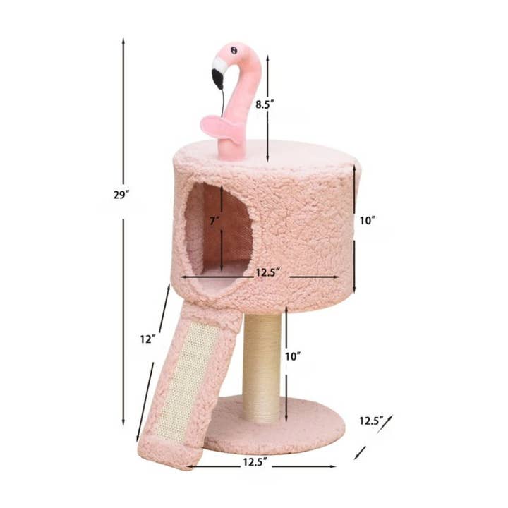 PetPals Group - Wholesale Pet Scratcher - Cat - Catry Flamingo Cat Tree with Scratching Ramp7