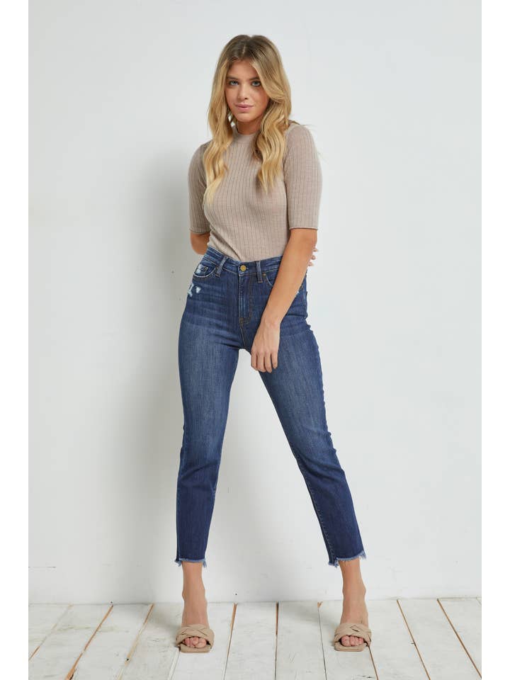 DARK WAVE HIGH RISE STRAIGHT CROP - Casual Design for wholesale on Faire1