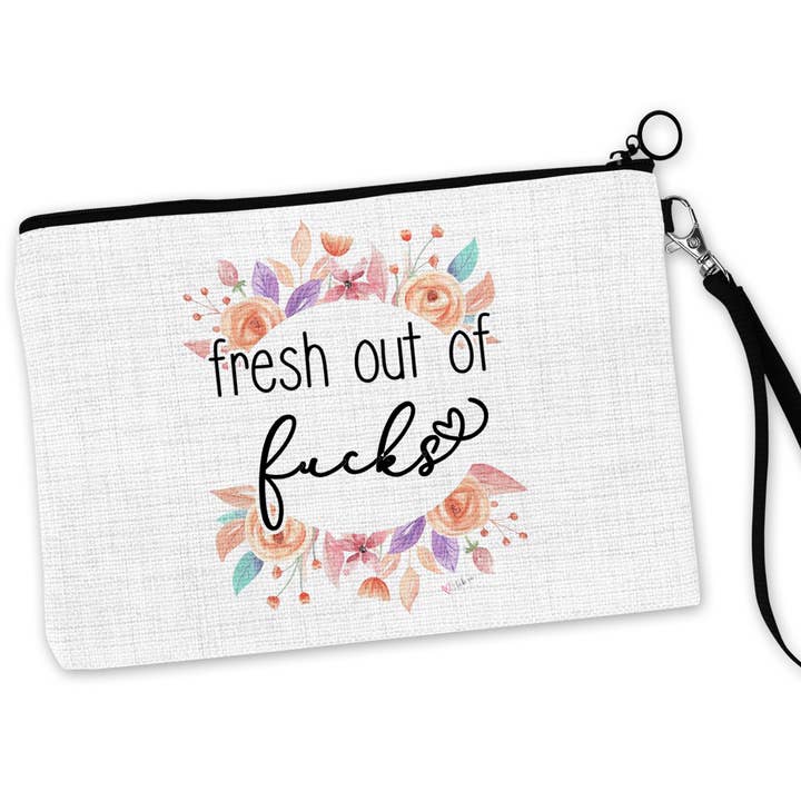 Fresh Out of Fucks Cosmetic Bag for wholesale by tcbco
