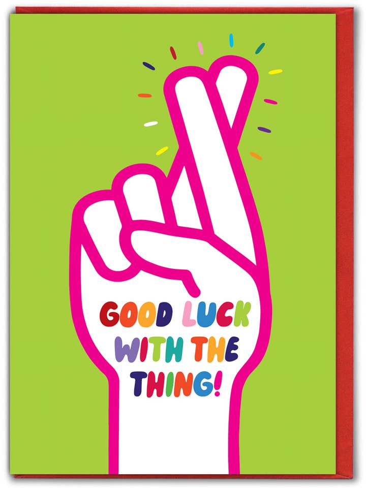 Sale Good Luck Card - Fingers Crossed Greetings Card for wholesale by Brainbox Candy