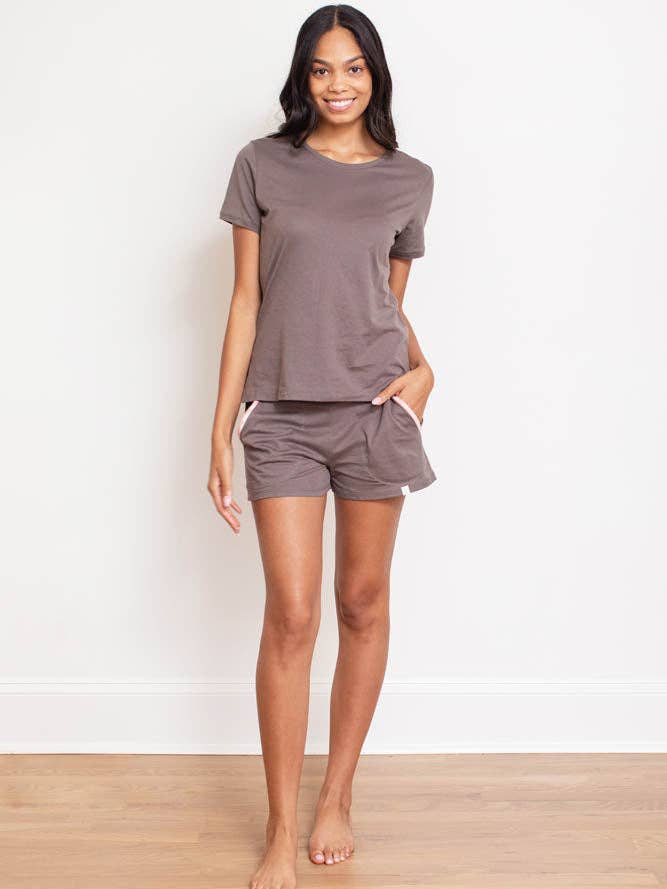 Conjunto de camiseta básica Pima por atacado de Leena & Lu