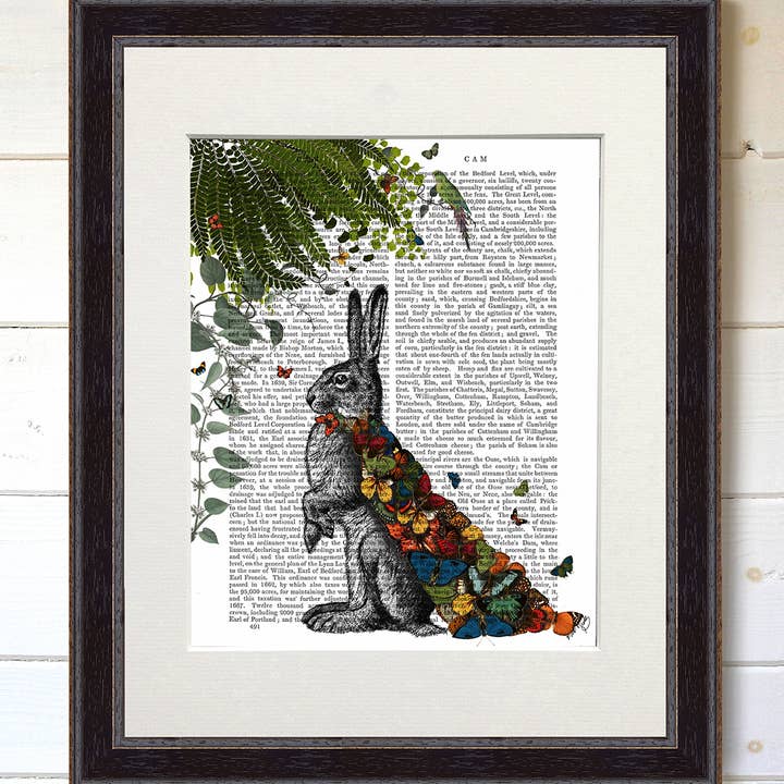 Hare with Butterfly Cloak, Rabbit Book Print / Art Print for wholesale by FabFunky Ltd
