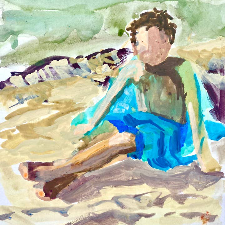 Niño en una playa de arena para venta al por mayor de Laurel Dugan