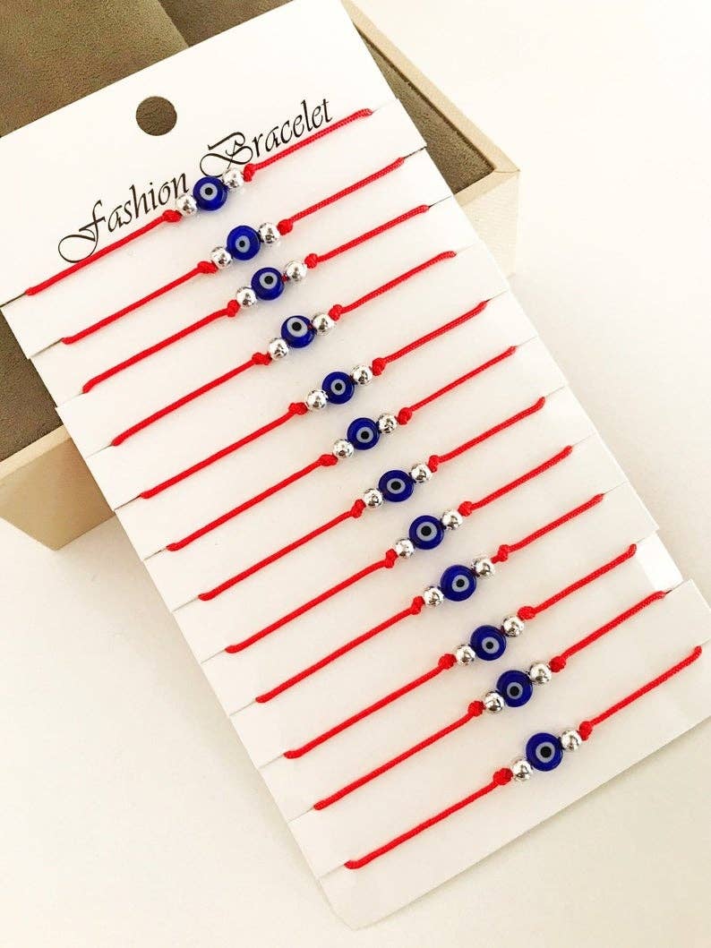 Evileyefavor - Vente Bracelet de perles - Bracelet de perles mauvais œil, bracelet à cordes rouges réglable, mauvais œil turc2