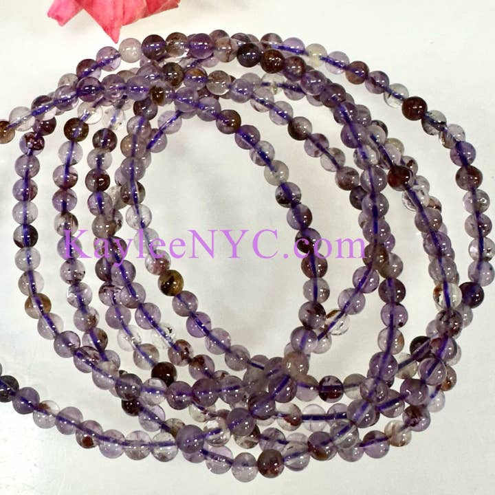 KayleeNYC – wholesale Beaded bracelet – Natural Super Seven 4mm 7.5” Crystal Stretch Bracelet0