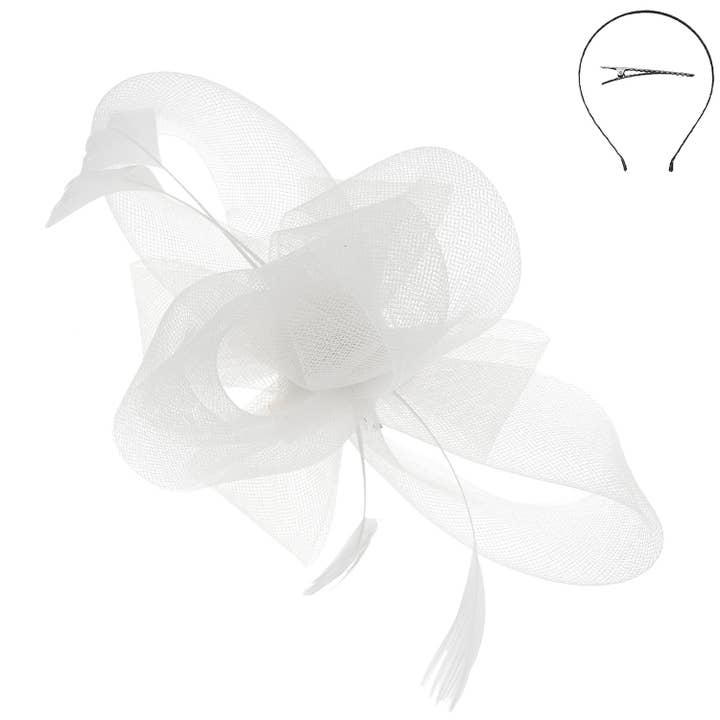 SP Sophia Collection - Wholesale Fascinator Hat - Women's - Large Organza Bow w/ Feathers Fascinator Headband