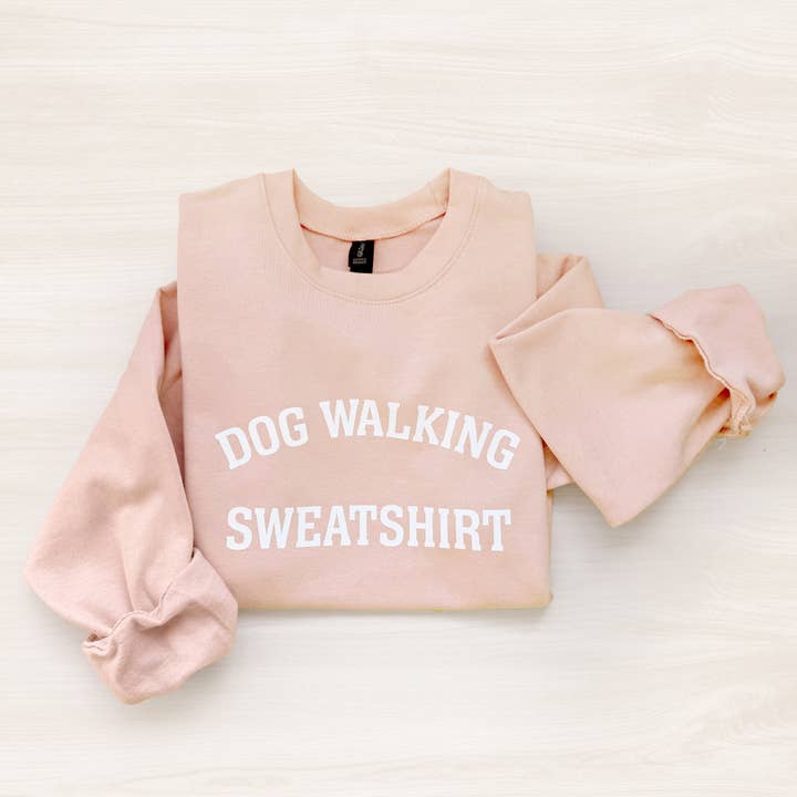 Poppy & Lou - Wholesale Graphic Sweatshirt - Women's - Dog Walking Sweatshirt — Cream & Blush1