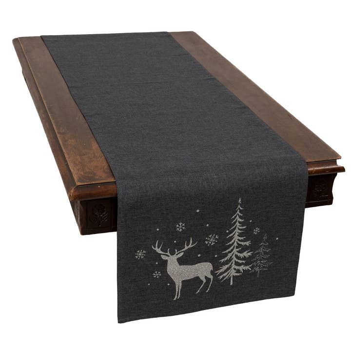 Chemin de table de Noël double couche de cerf dans la neige pour la vente par Xia Home Fashions & Manor Luxe