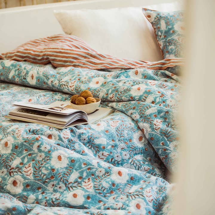 Mable Blue Linen Mabel Duvet Cover-Blue for wholesale on Faire