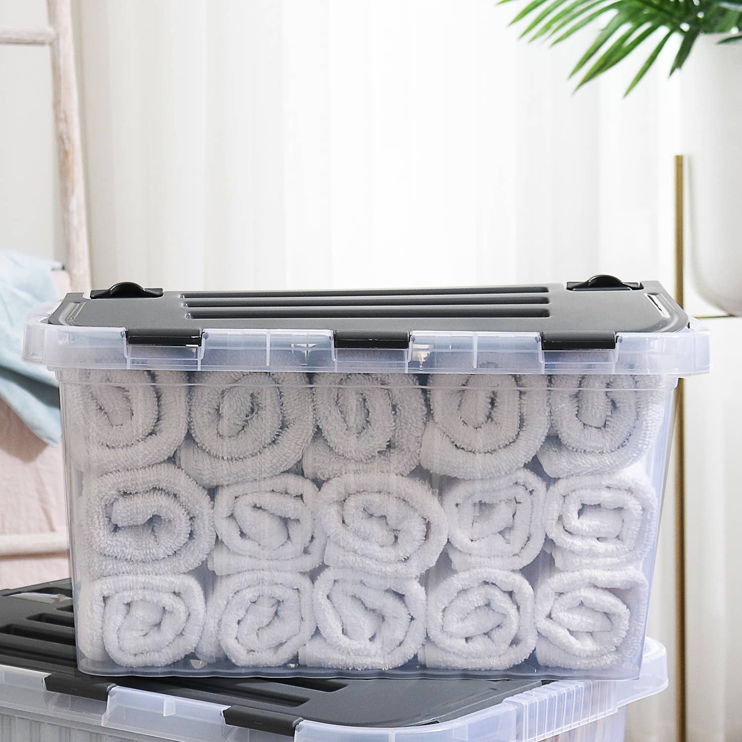 Superio Brand - Wholesale Storage Bin - Superio Hinged Lid Storage Container, Closet Organizer 50L18