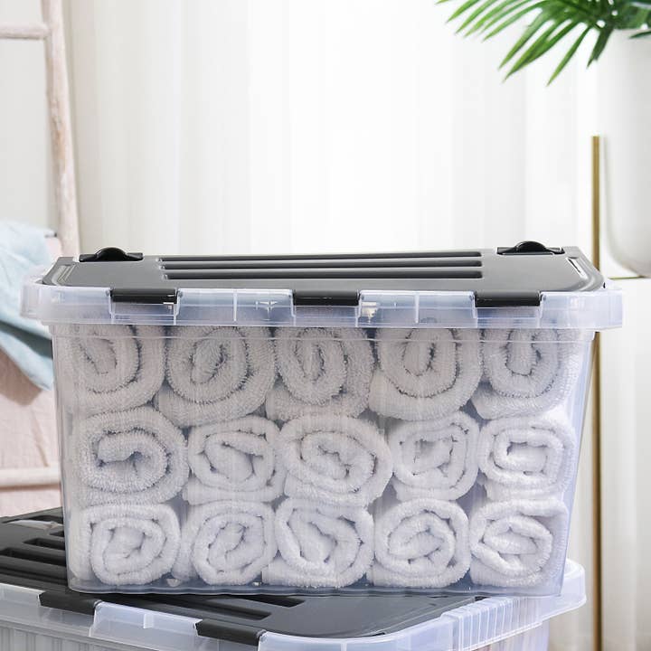 Superio Brand - Wholesale Storage Bin - Superio Hinged Lid Storage Container, Closet Organizer 50L18