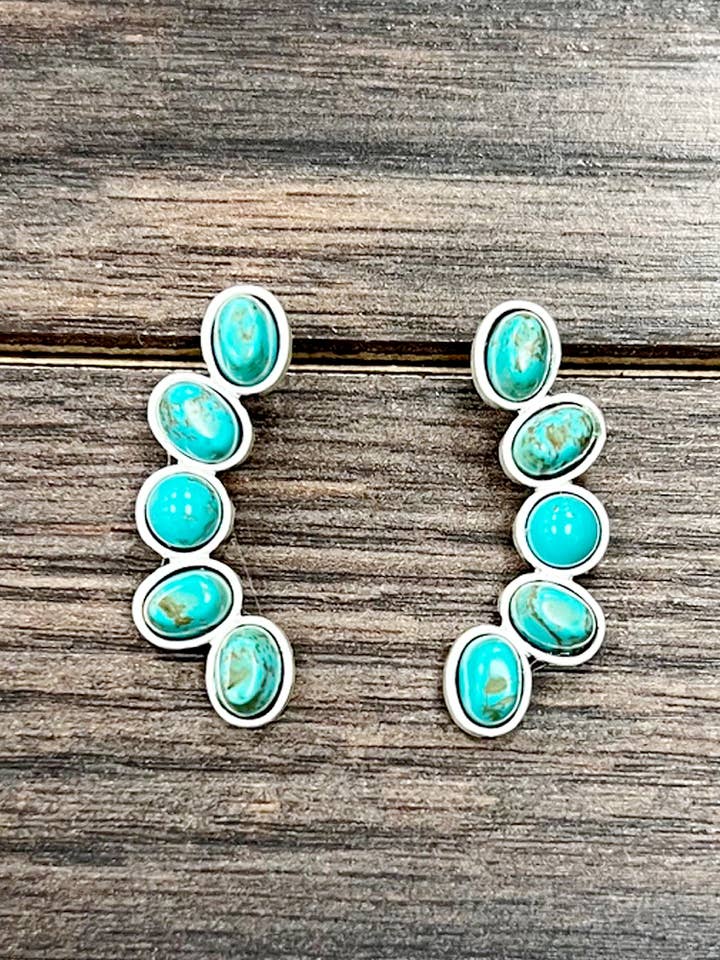 726174, Boucles d'oreilles clous en turquoise Navajo de 1,5" pour la vente par ISAC Trading Inc