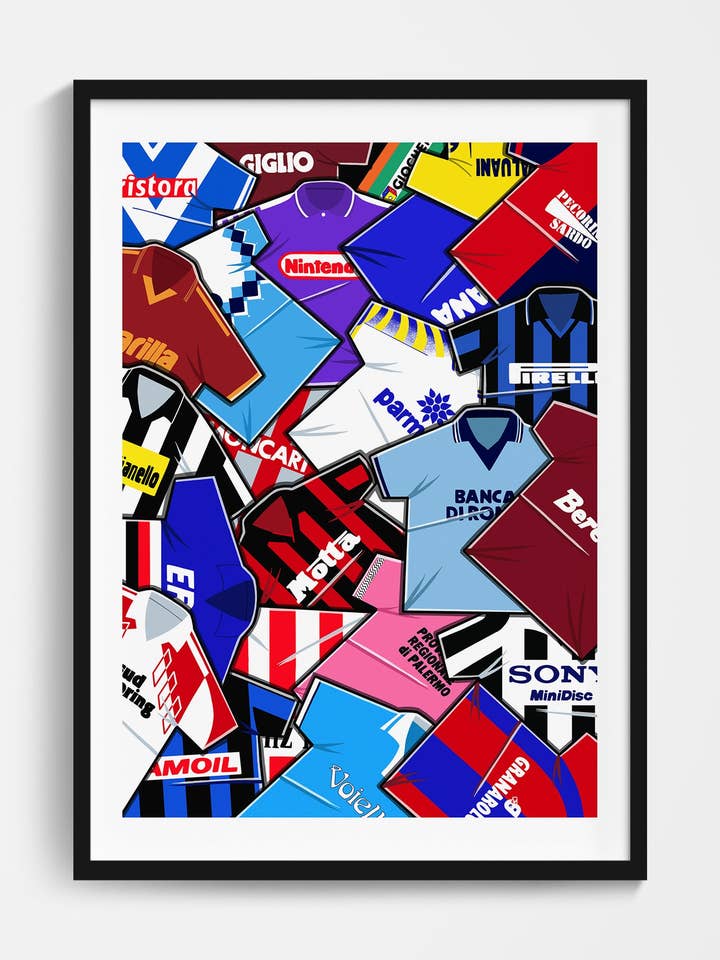 90's Italian Shirts Mash Up Print for wholesale by Football Devotion