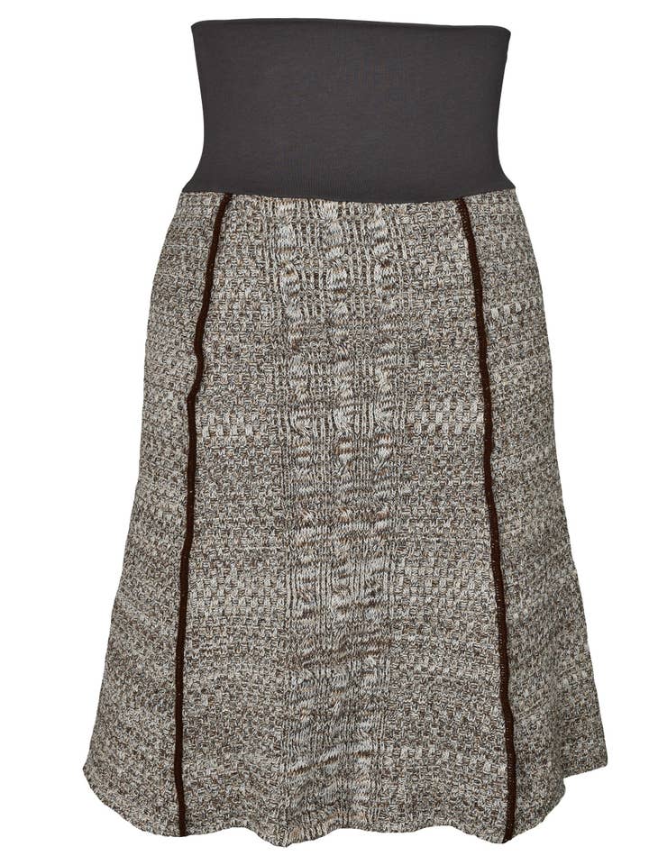 Green 3 – Engroshandel Nederdel - Dame – Kvinders bomuld Sweater Strik Panel Nederdel -Chokolade Space Dye1