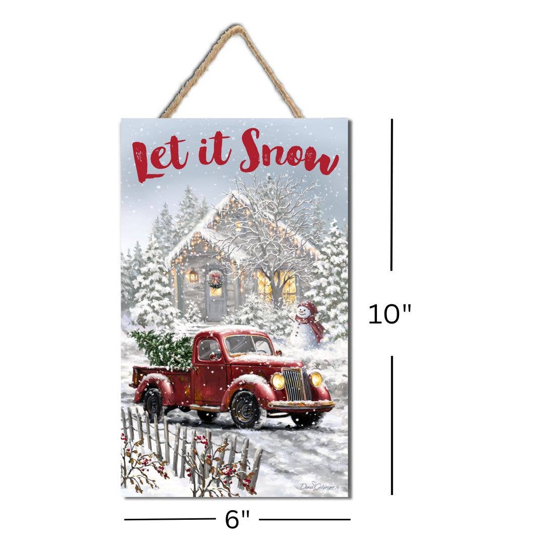 Glow Decor - Wholesale Sign - Let It Snow Wooden Sign with Rope Hanger2