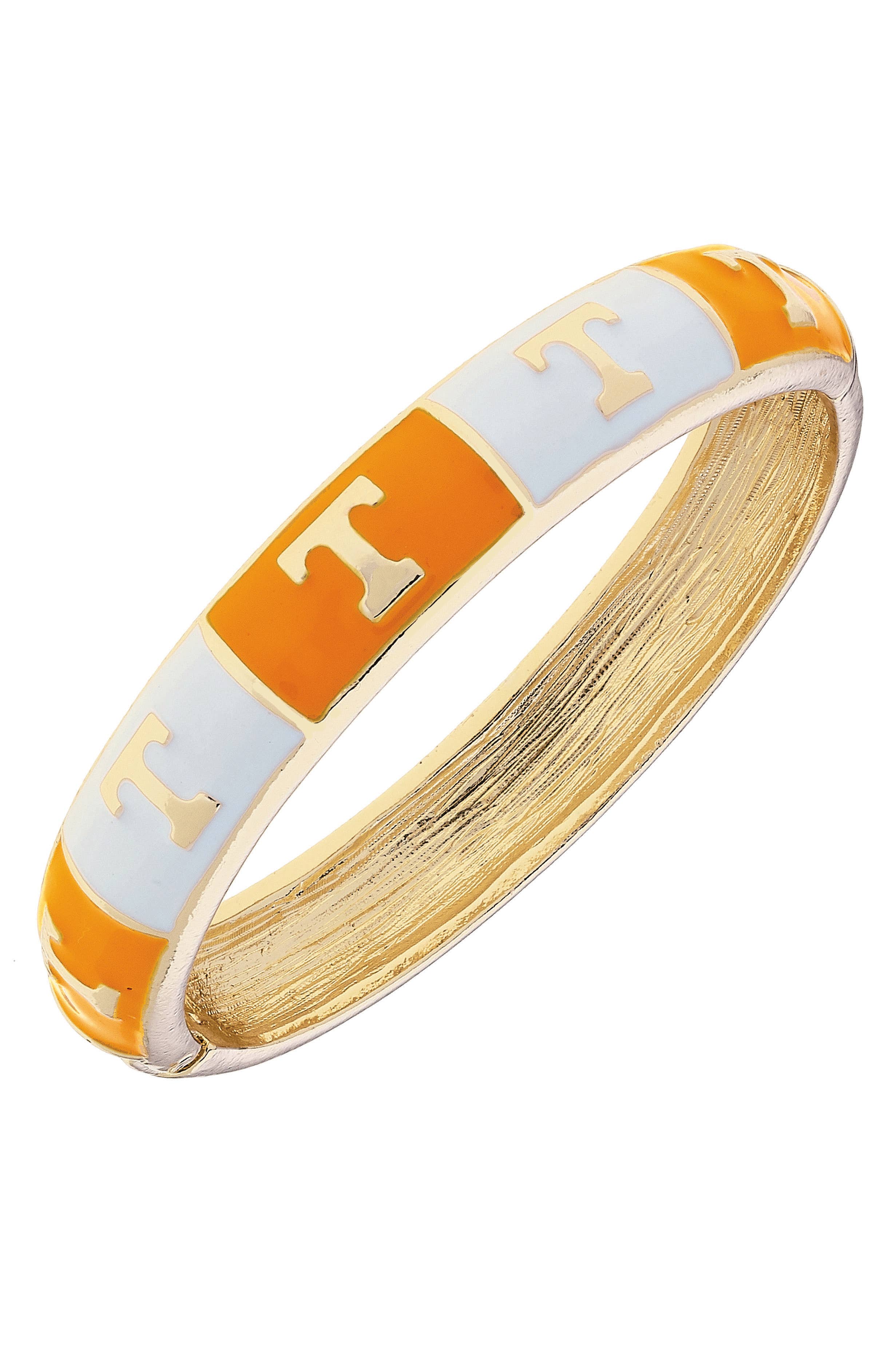 Orange Tennessee Vols Sculpted Enamel Checkered Hinge Bangle for wholesale on Faire