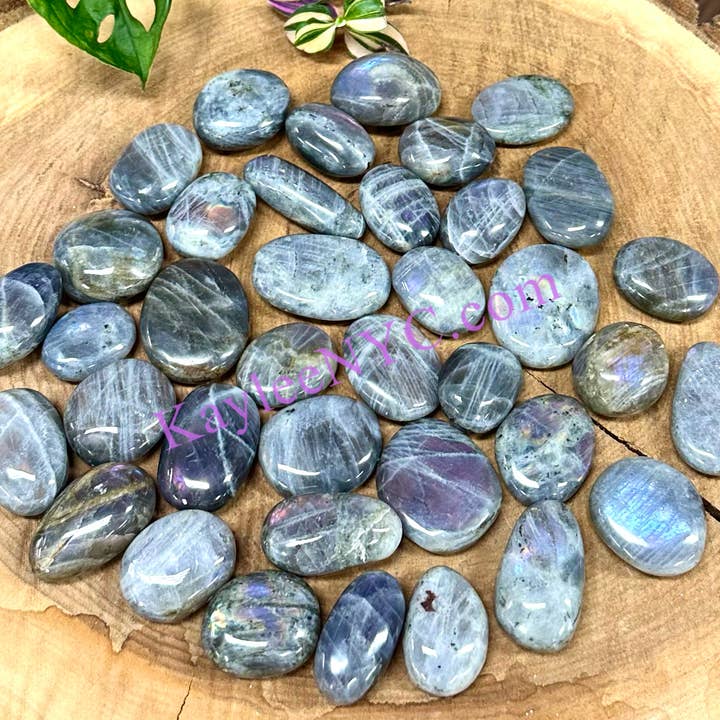 2 Lbs Natural Sunset Labradorite Mini Palm Stone Crystal for wholesale by KayleeNYC