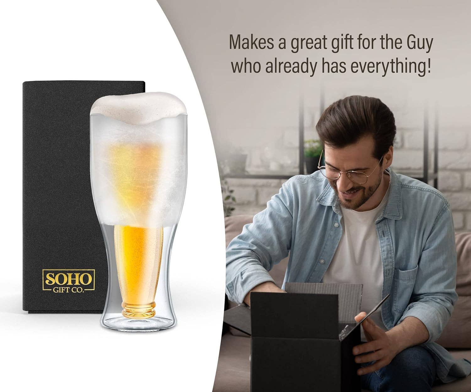 Infinite Basics – Großhandel Bierglas/-becher – Tiefkühl-Bierglas, umgedrehte Bierflasche, gefrorene Tasse für eiskalte Getränke (doppelwandig, isoliert), tolles Geschenk für Bierliebhaber (in Geschenkverpackung)6