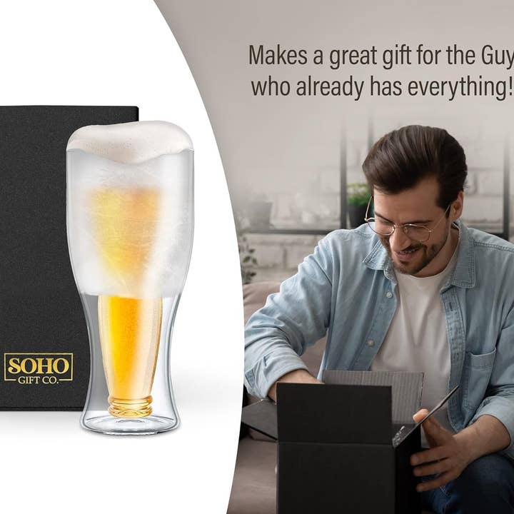 Infinite Basics - Wholesale Beer glass/mug - Freezer Beer Glass, Upside Down Beer Bottle Frozen Cup for Ice Cold Drinks (Double Walled Insulated) Great Gift for Beer Lovers (Gift Boxed)6