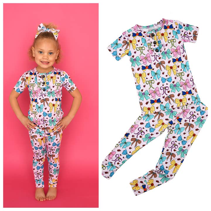 Princess RUFFLE TWO PIECE Bamboo Girls Lounge Set for wholesale by Gigi and Max