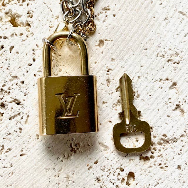 VB&CO Designs Handmade Jewelry - Wholesale Pendant/Charm Necklace - Louis Vuitton lock necklace repurposed upcycled LV4