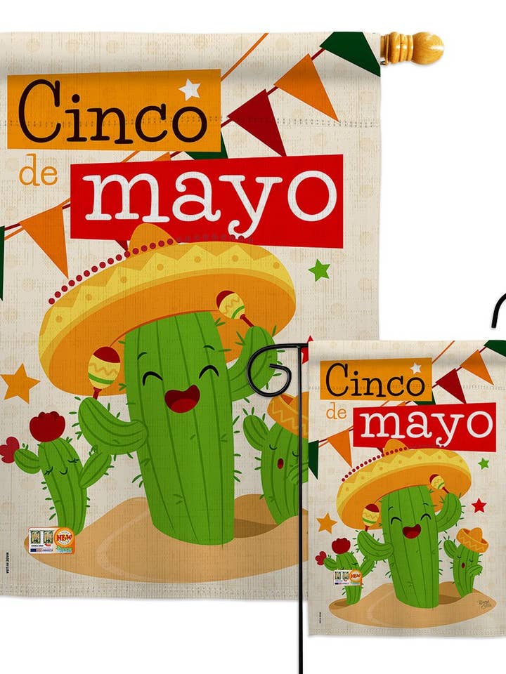 Drapeau Cactus Fiesta Cinco de Mayo, décor estival du Mexique pour la vente par Two Group Flag Co
