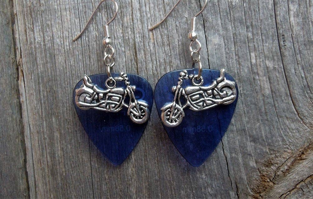 Simply Raevyn - Wholesale Dangle Earrings - Motorcycle Charm Guitar Pick Earrings6