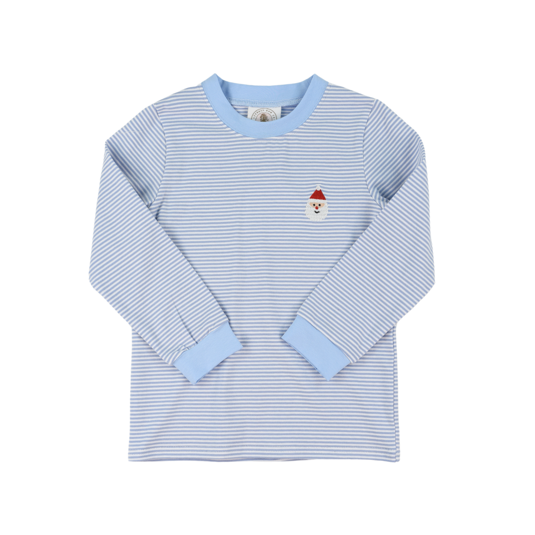 Cypress Row Childrens - Wholesale T-Shirt - Kids - Light Blue Stripe Santa Crew Cuff Longsleeve Tee0